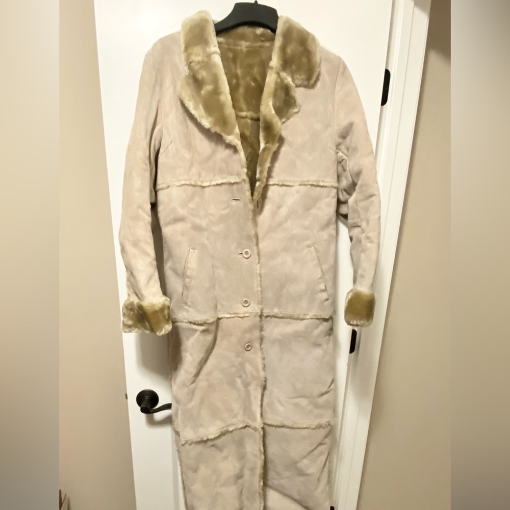Brandon Thomas Suede Leather Long Coat